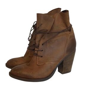 Steve Madden Ravina 7 Leather Womens Ankle Boots Distressed Cognac Brown Booties